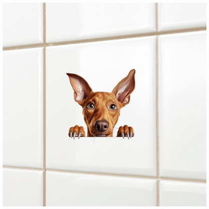 Brown Dog Large Ears Pointy Nails Vinyl Sticker Decal