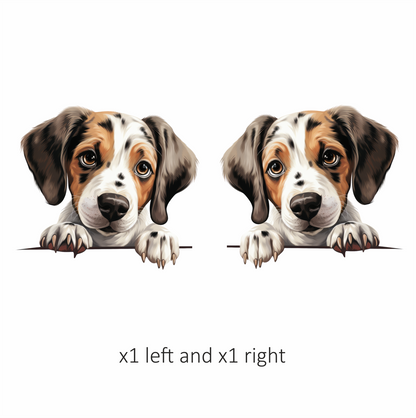 Brown White Puppy Beagle Cute Vinyl Sticker Decal