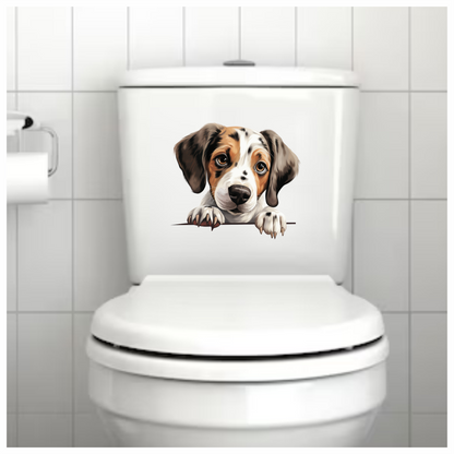 Brown White Puppy Beagle Cute Vinyl Sticker Decal