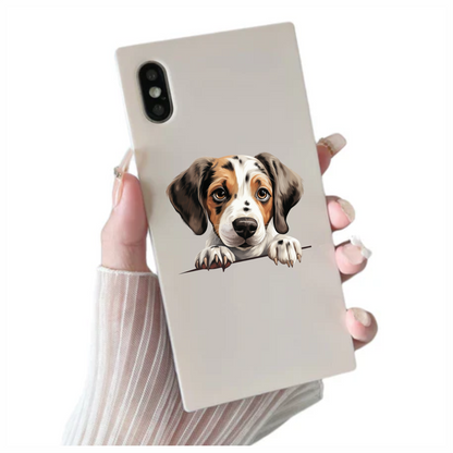 Brown White Puppy Beagle Cute Vinyl Sticker Decal