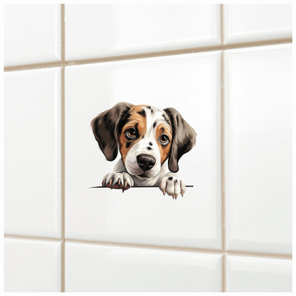 Brown White Puppy Beagle Cute Vinyl Sticker Decal
