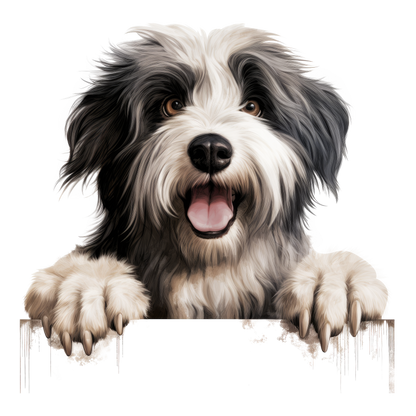 Black White Dog Bearded Collie Vinyl Sticker Decal