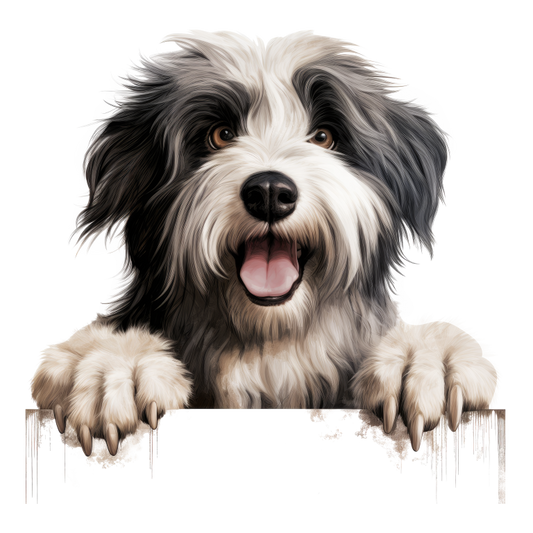 Black White Dog Bearded Collie Vinyl Sticker Decal