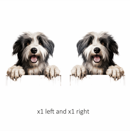 Black White Dog Bearded Collie Vinyl Sticker Decal