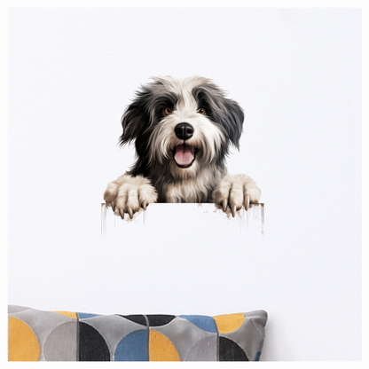 Black White Dog Bearded Collie Vinyl Sticker Decal