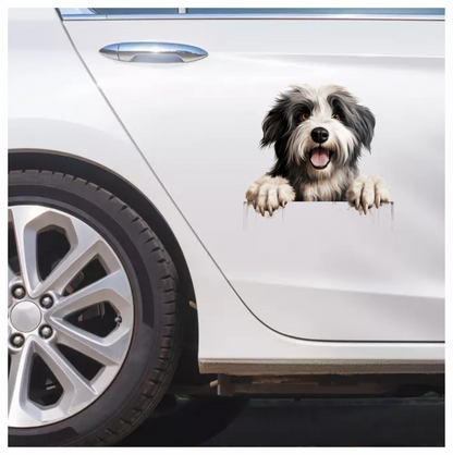 Black White Dog Bearded Collie Vinyl Sticker Decal
