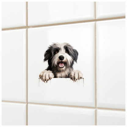 Black White Dog Bearded Collie Vinyl Sticker Decal