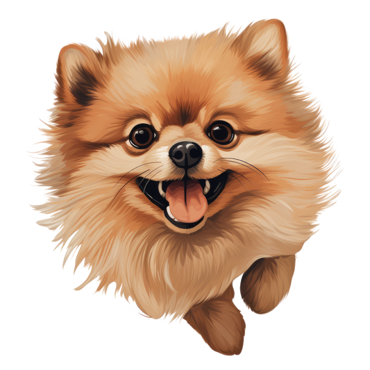 Brown Fluffy Pomeranian Dog Happy Vinyl Sticker Decal