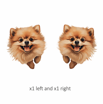 Brown Fluffy Pomeranian Dog Happy Vinyl Sticker Decal