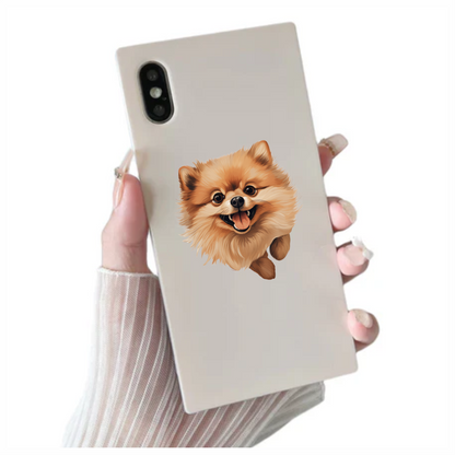Brown Fluffy Pomeranian Dog Happy Vinyl Sticker Decal