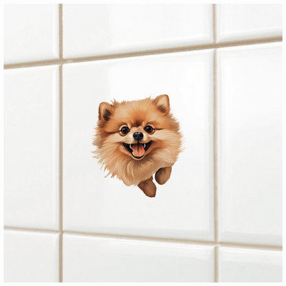 Brown Fluffy Pomeranian Dog Happy Vinyl Sticker Decal