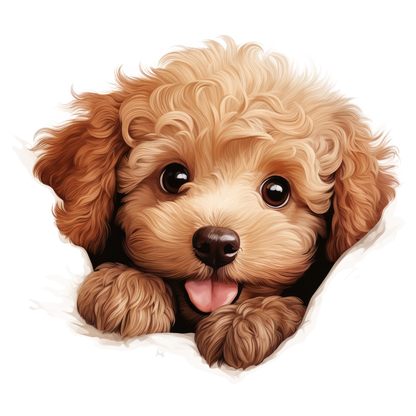 Brown Puppy Dog Poodle Cute Vinyl Sticker Decal