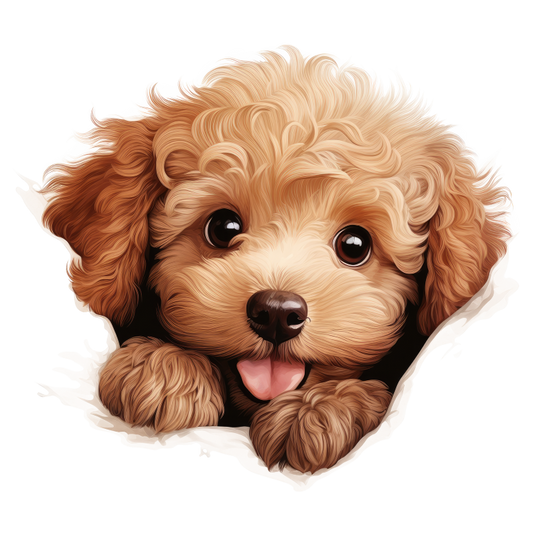 Brown Puppy Dog Poodle Cute Vinyl Sticker Decal