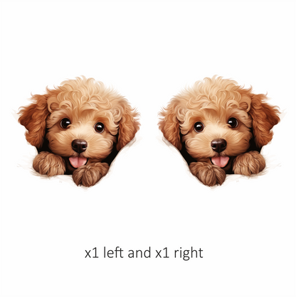 Brown Puppy Dog Poodle Cute Vinyl Sticker Decal