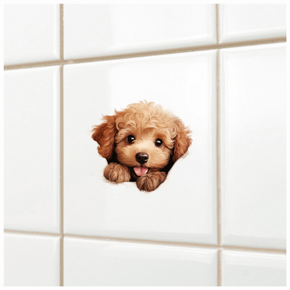 Brown Puppy Dog Poodle Cute Vinyl Sticker Decal