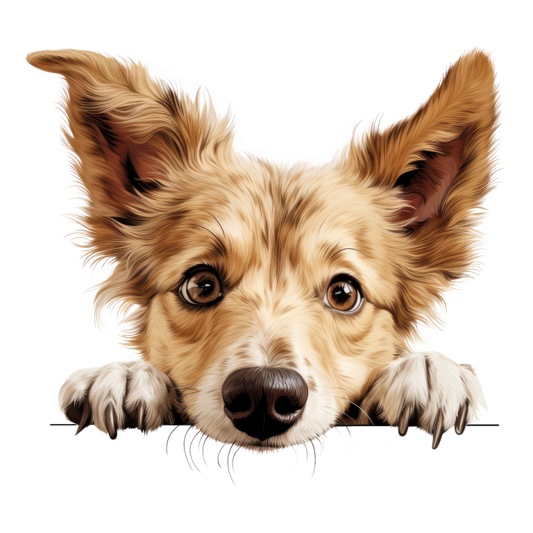 Brown Dog Fluffy Ears Cute Vinyl Sticker Decal
