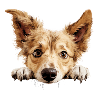Brown Dog Fluffy Ears Cute Vinyl Sticker Decal