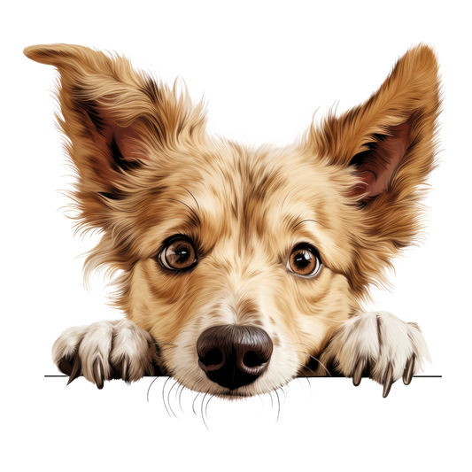 Brown Dog Fluffy Ears Cute Vinyl Sticker Decal