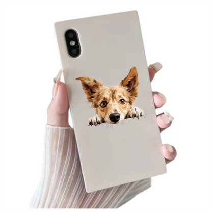 Brown Dog Fluffy Ears Cute Vinyl Sticker Decal