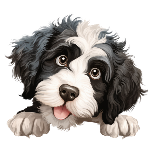 Black White Dog Puppy Cartoon Vinyl Sticker Decal