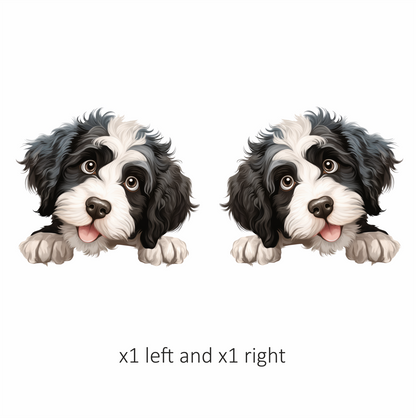 Black White Dog Puppy Cartoon Vinyl Sticker Decal