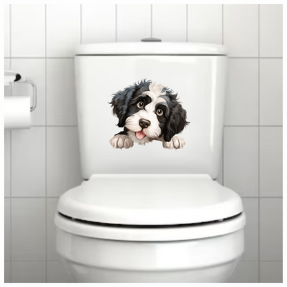Black White Dog Puppy Cartoon Vinyl Sticker Decal