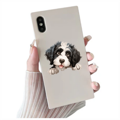 Black White Dog Puppy Cartoon Vinyl Sticker Decal
