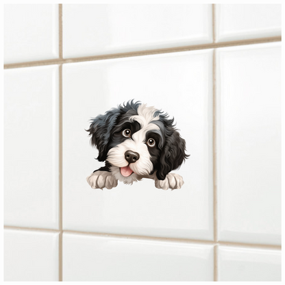 Black White Dog Puppy Cartoon Vinyl Sticker Decal