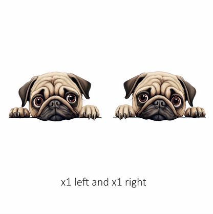 Beige Pug Dog Cartoon Face Vinyl Sticker Decal