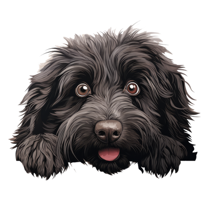 Black Dog Fluffy Puppy Face Vinyl Sticker Decal