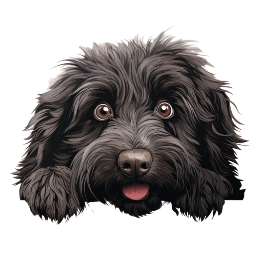 Black Dog Fluffy Puppy Face Vinyl Sticker Decal