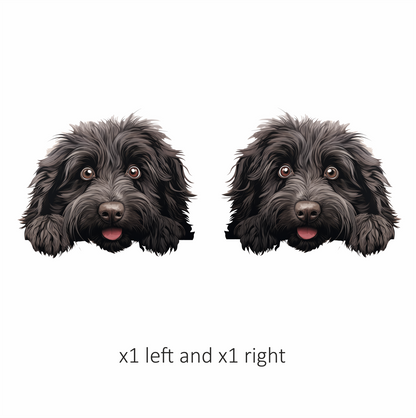 Black Dog Fluffy Puppy Face Vinyl Sticker Decal