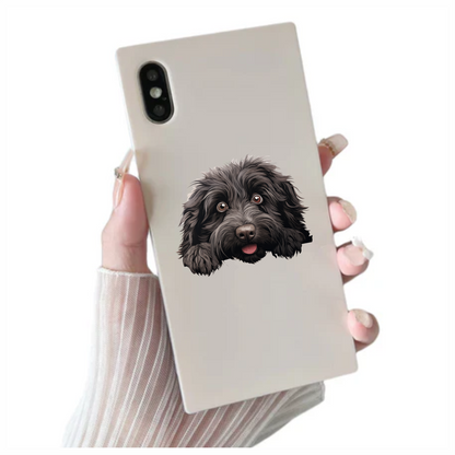Black Dog Fluffy Puppy Face Vinyl Sticker Decal