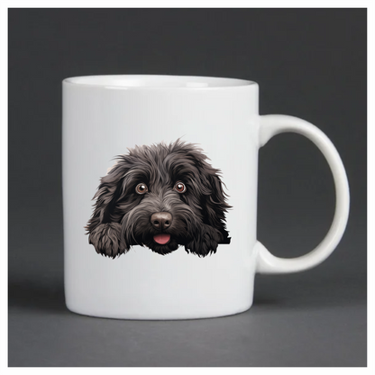 Black Dog Fluffy Puppy Face Vinyl Sticker Decal
