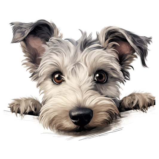 Gray Dog Terrier Face Close Vinyl Sticker Decal