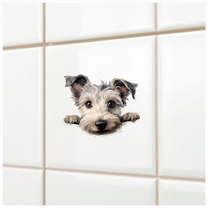Gray Dog Terrier Face Close Vinyl Sticker Decal