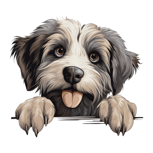 Black White Dog Terrier Tongue Vinyl Sticker Decal