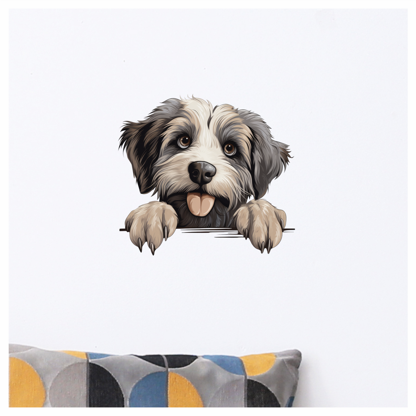 Black White Dog Terrier Tongue Vinyl Sticker Decal