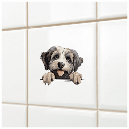 Black White Dog Terrier Tongue Vinyl Sticker Decal