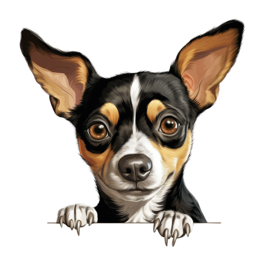 Black White Brown Chihuahua Dog Portrait Vinyl Sticker Decal