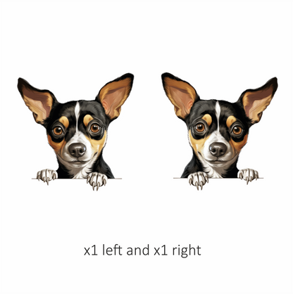 Black White Brown Chihuahua Dog Portrait Vinyl Sticker Decal