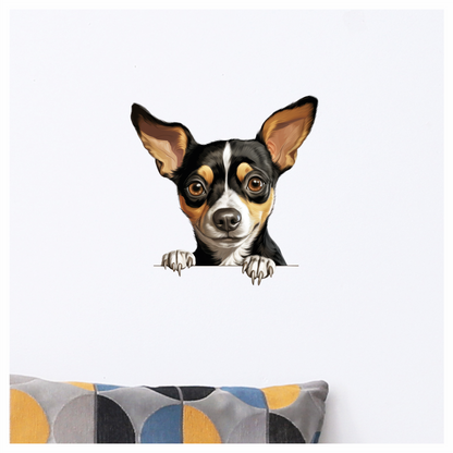 Black White Brown Chihuahua Dog Portrait Vinyl Sticker Decal