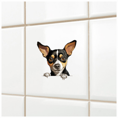 Black White Brown Chihuahua Dog Portrait Vinyl Sticker Decal