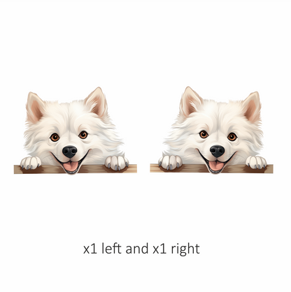White Dog Samoyed Happy Face Vinyl Sticker Decal