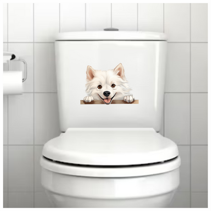 White Dog Samoyed Happy Face Vinyl Sticker Decal