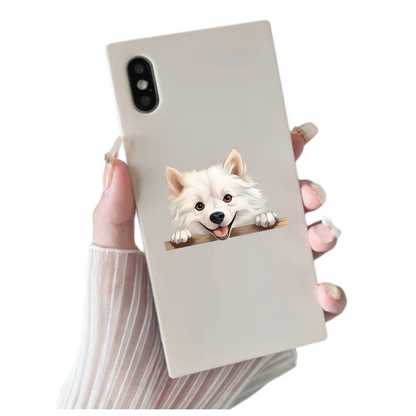 White Dog Samoyed Happy Face Vinyl Sticker Decal