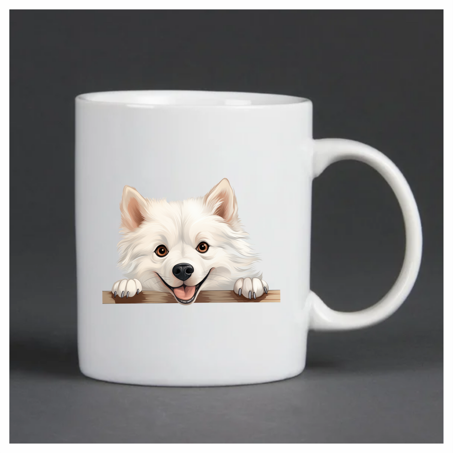 White Dog Samoyed Happy Face Vinyl Sticker Decal