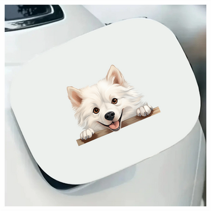 White Dog Samoyed Happy Face Vinyl Sticker Decal