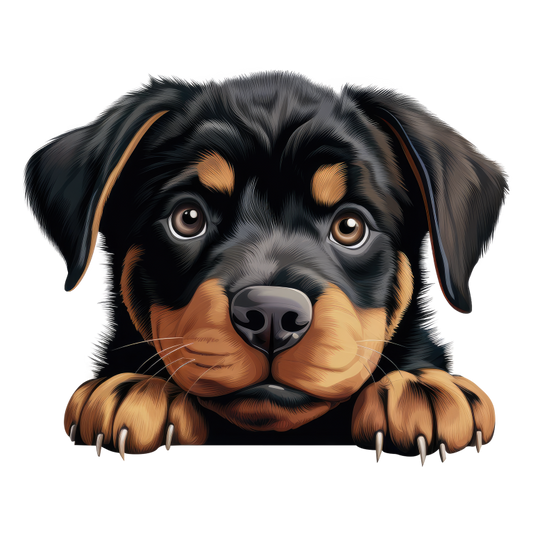 Black Puppy Rottweiler Cute Paws Vinyl Sticker Decal