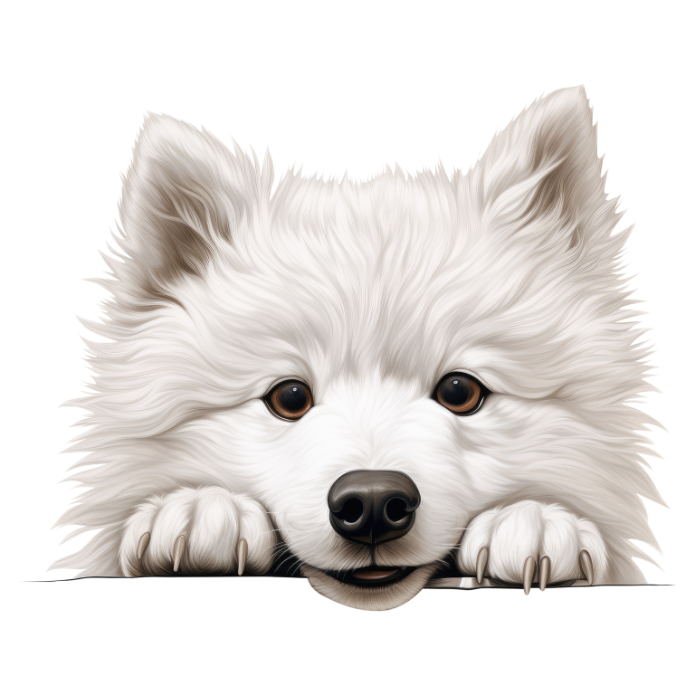 White Dog Samoyed Cute Face Vinyl Sticker Decal